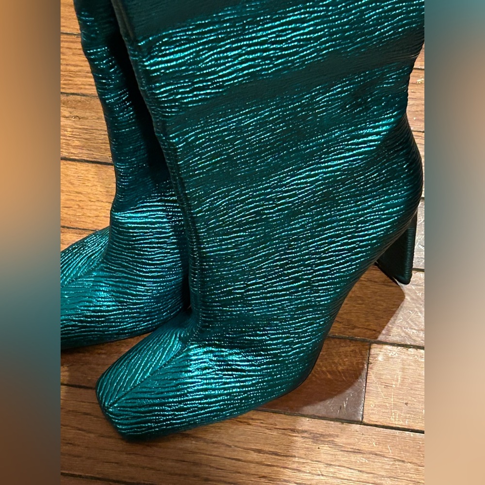 ZARA Green Laminated Boots Limited Edition 💕Size 37EUR /4UK /6.5 US - Picture 6 of 9